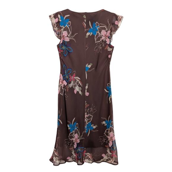 Y2K Babydoll Midi Dress 10 Chiffon Floral Fairy Grunge Dark Romantic Feminine - Picture 2 of 4